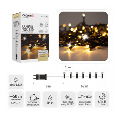 Ghirlandă luminoasă de Crăciun de 50 m, 1000 de LED-uri – culoare alb cald cu sclipiri reci - 