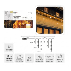 Ghirlandă luminoasă „Cencúle” 12 m, 300 LED-uri – culoare alb cald cu sclipiri reci - 