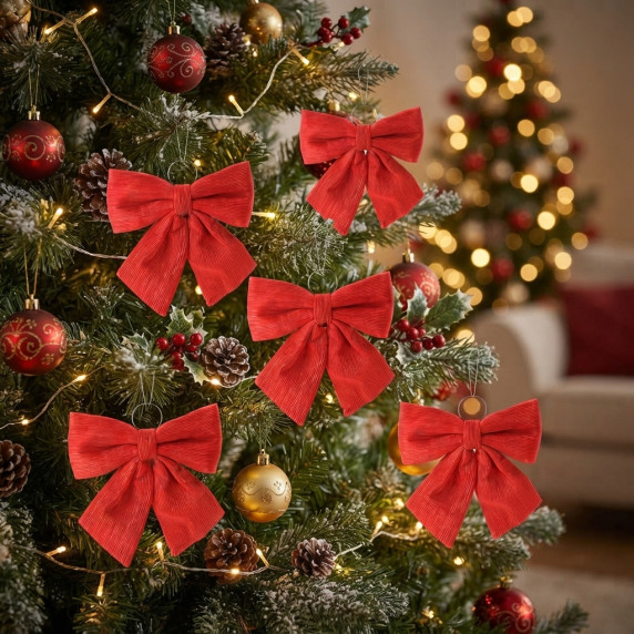 Fundă decorativă de Crăciun, 34 cm – Roșie