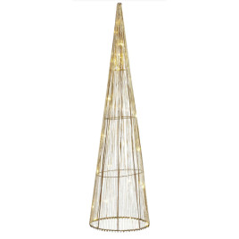 Vianočná LED dekorácia - zlatý kužeľový stromček, 60 cm - 