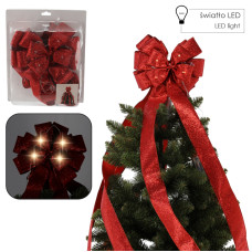 Fundă de Crăciun pentru vârful bradului, cu iluminare LED, 2,1 m – Roșie - 