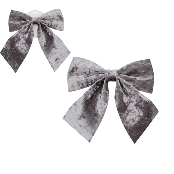 Fundă decorativă de Crăciun din catifea, 20x24 cm – Gri