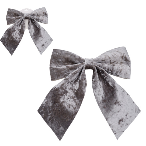 Fundă decorativă de Crăciun din catifea, 29 x 34 cm – Gri