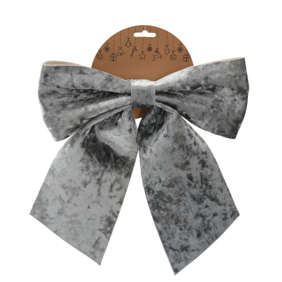 Fundă decorativă de Crăciun din catifea, 29 x 34 cm – Gri