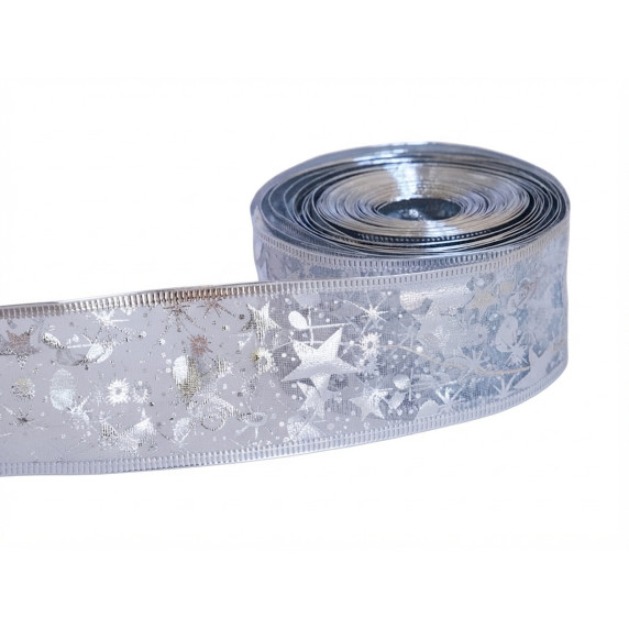 Panglică de Crăciun cu iluminare LED – Roșu/auriu