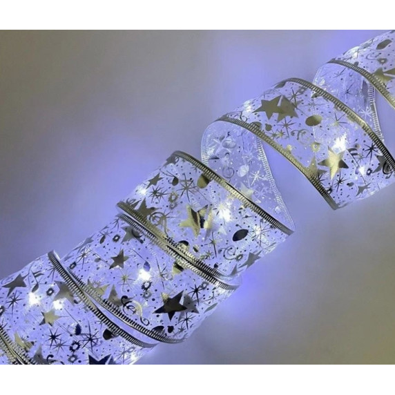 Panglică de Crăciun cu iluminare LED – Roșu/auriu