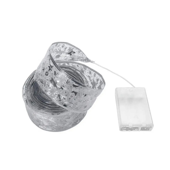 Panglică de Crăciun cu iluminare LED – Roșu/auriu