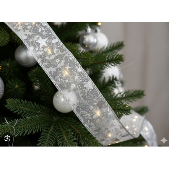 Panglică de Crăciun cu iluminare LED – Roșu/auriu
