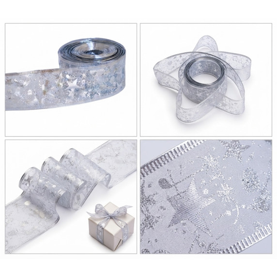 Panglică de Crăciun cu iluminare LED – Roșu/auriu