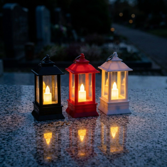 LED lampáš, svietiaca čajová sviečka 4x4x9 cm – Červená