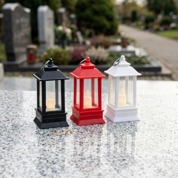 LED lampáš, svietiaca čajová sviečka 4x4x9 cm – Červená