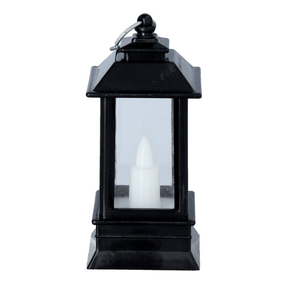 LED lampáš, svietiaca čajová sviečka 4x4x9 cm – čierna