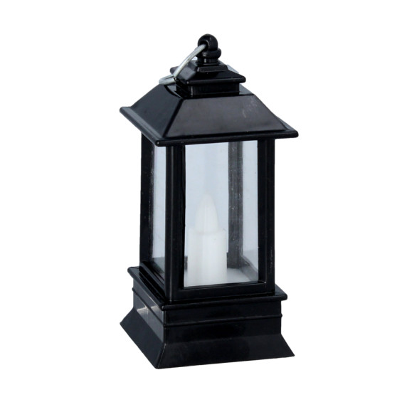 LED lampáš, svietiaca čajová sviečka 4x4x9 cm – čierna