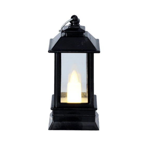 LED lampáš, svietiaca čajová sviečka 4x4x9 cm – čierna
