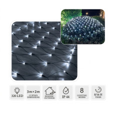 Ghirlandă luminoasă de Crăciun 3x2 m, 320 LED-uri – alb rece - 