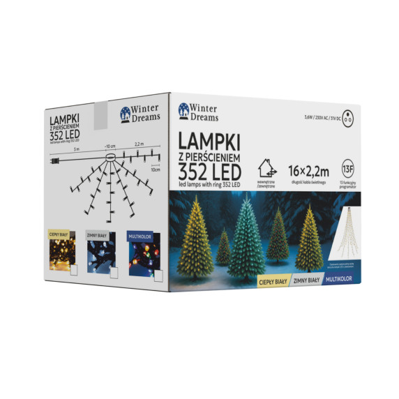 LED fényfüzér gyűrűs 352 LED 2,2 m meleg fehér  - Beltéri/kültéri