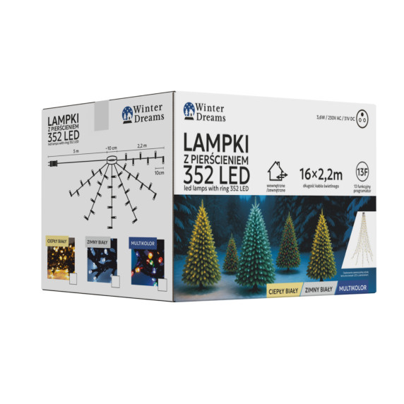 LED fényfüzér gyűrűs 352 LED 2,2 m hideg fehér  - Beltéri/kültéri