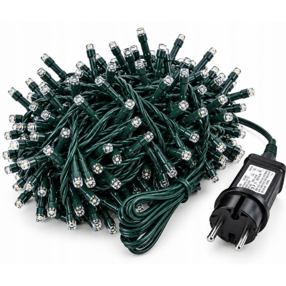 LED fényfüzér 200 LED 10 m hideg fehér + hideg falsh - Beltéri/kültéri