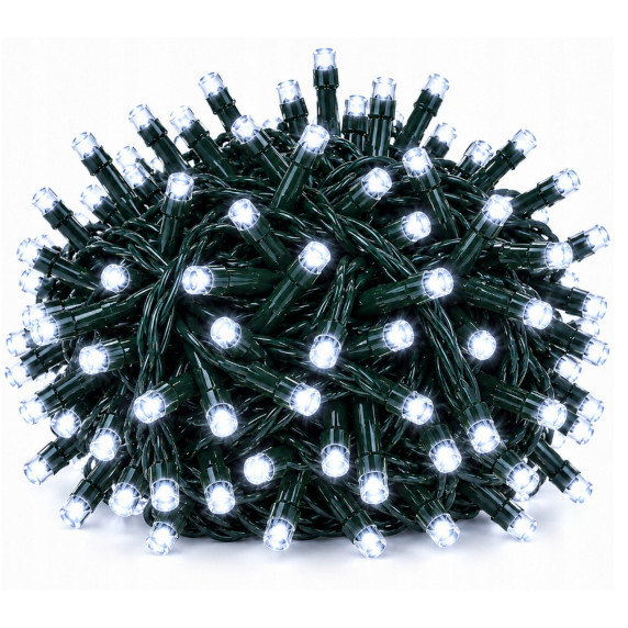 LED fényfüzér 200 LED 10 m hideg fehér + hideg falsh - Beltéri/kültéri