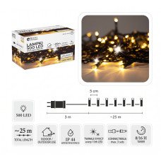 Ghirlandă luminoasă de Crăciun de 25 m, 500 de LED-uri – culoare alb cald cu sclipiri reci - 