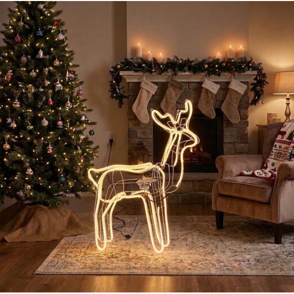 Decorațiune LED de Crăciun „Ren” cu cap mobil, 64 x 22 x 70 cm, 720 LED-uri