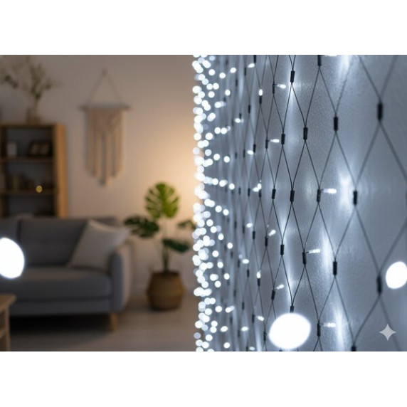 Ghirlandă luminoasă de Crăciun 3x2 m, 320 LED-uri – alb rece