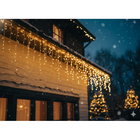 Ghirlandă luminoasă „Cencúle” 12 m, 300 LED-uri – culoare alb cald cu sclipiri reci