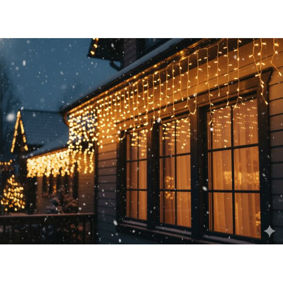 Ghirlandă luminoasă „Cencúle” 12 m, 300 LED-uri – culoare alb cald cu sclipiri reci