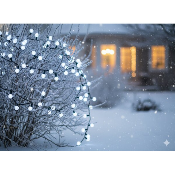 Ghirlandă luminoasă de Crăciun Cherry Ball 16 m, 200 LED-uri – alb rece