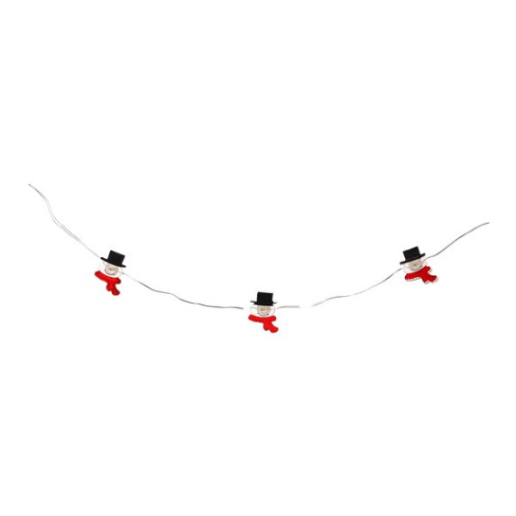 Ghirlandă luminoasă de Crăciun cu baterii „Om de zăpadă” cu 20 de LED-uri – alb cald