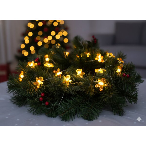 Ghirlandă luminoasă de Crăciun cu baterii „Perníčky”, 20 LED-uri – alb cald