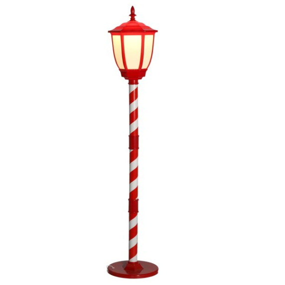 Karácsonyi LED álló lámpás 150 cm - piros-fehér csíkos mintával, meleg fehér fénnyel