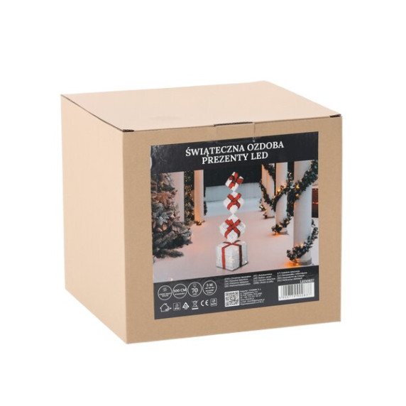 Vianočná LED dekorácia - svietiace darčeky 100 cm, 70 LED - teplá biela