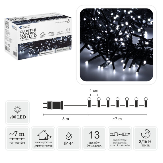 LED CLUSTER svetelná reťaz 400 LED 4 m teplá biela - Vnútorná/vonkajšia