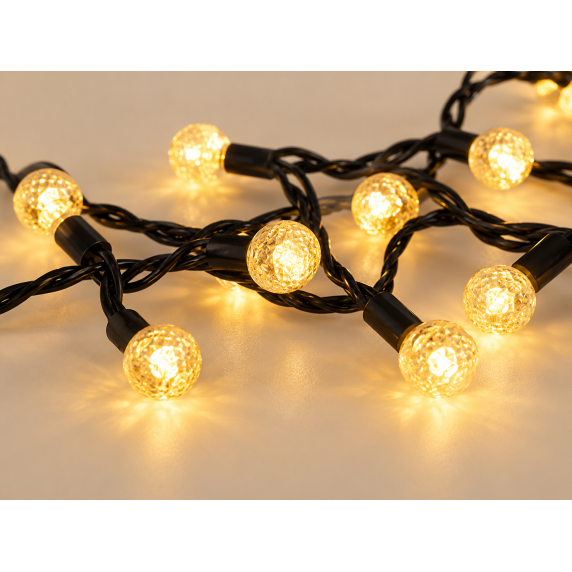 LED fényfüzér golyós cseresznye 200 LED 16 m - Meleg fehér