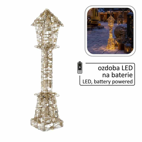Karácsonyi Fém LED Lámpás – Arany, Melegfehér, 80 cm