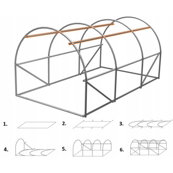 Garden Line 3-szegmenses Kerti Fóliasátor – 3 × 2 × 2 m