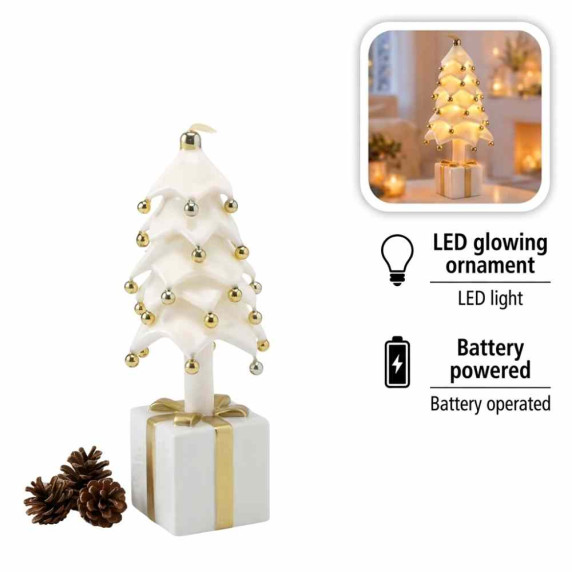 Fehér LED-es Dekorációs Karácsonyfa – 110 cm