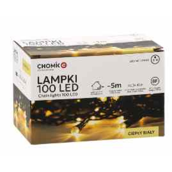 Ghirlandă luminoasă cu LED-uri 100L, alb cald, 5 + 3 m, pentru interior/exterior