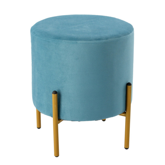 Velur tabure z zlatimi nogami – PHO3925, 35 x 40 cm – Temnomodra barva