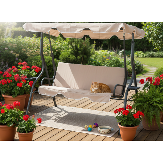 GARDEN LINE Záhradná hojdačka s držiakom na pohár B-TYPE - Béžová