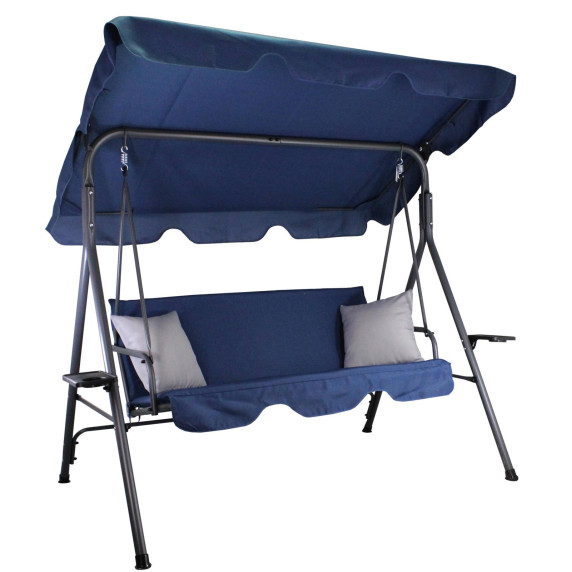 GARDEN LINE Záhradná hojdačka s vankúšom a držiakom na pohár A-TYPE - Modrá