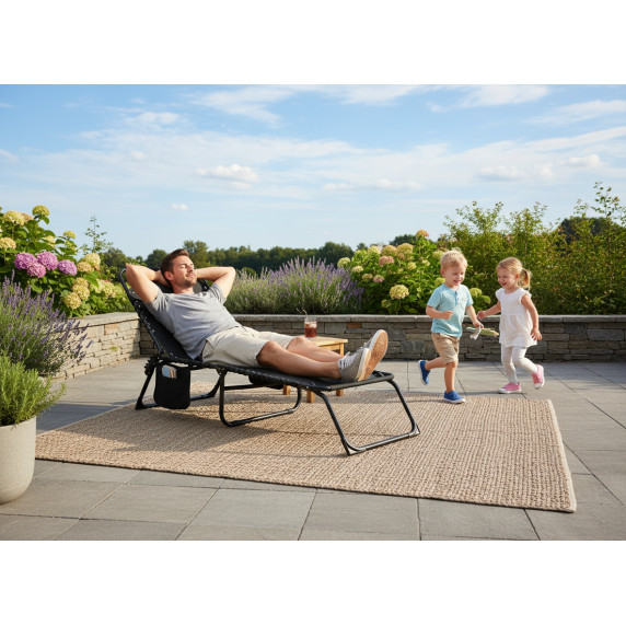 GARDEN LINE Záhradné ležadlo skladacie 190 x 58 x 30 cm - čierne