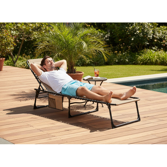 GARDEN LINE Záhradné ležadlo skladacie 190 x 58 x 30 cm - hnedé