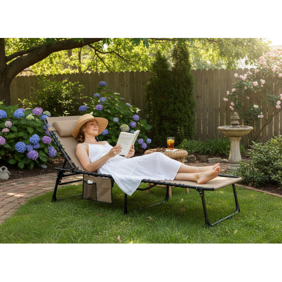 GARDEN LINE Záhradné ležadlo skladacie 190 x 58 x 30 cm - hnedé