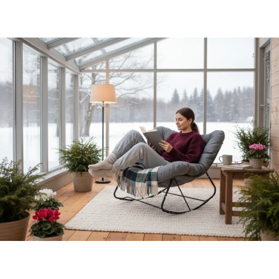 SVINGA Hintaszék párnával 112 × 104 × 69 cm – sötétszürke