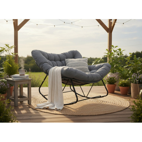 SVINGA Hintaszék párnával 112 × 104 × 69 cm – sötétszürke