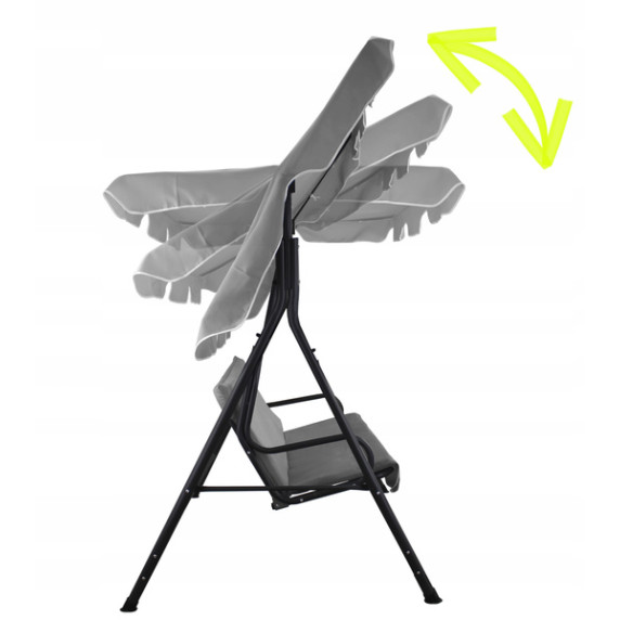 GARDEN LINE Záhradná hojdačka A-TYPE 170 × 118 × 153 cm - sivá s limetkovými vankúšmi