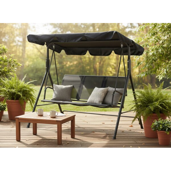 GARDEN LINE Vrtna gugalnica iz Textilena 170 × 110 × 153 cm – črna