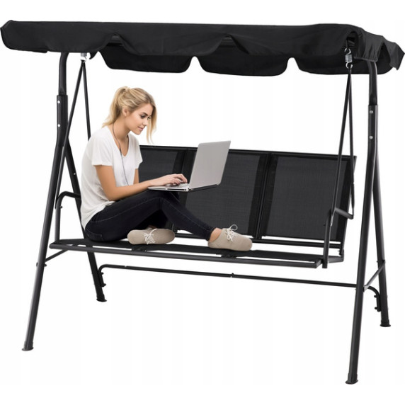 GARDEN LINE Vrtna gugalnica iz Textilena 170 × 110 × 153 cm – črna